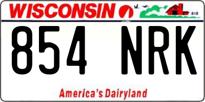 WI license plate 854NRK