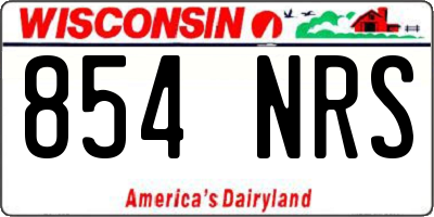 WI license plate 854NRS