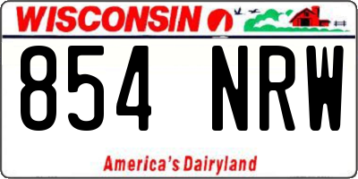 WI license plate 854NRW