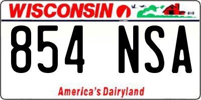 WI license plate 854NSA
