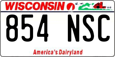 WI license plate 854NSC