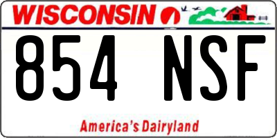 WI license plate 854NSF