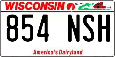 WI license plate 854NSH