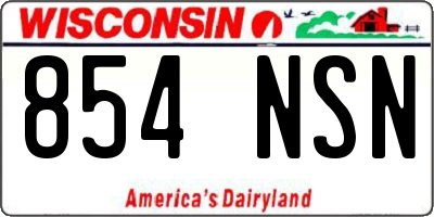 WI license plate 854NSN