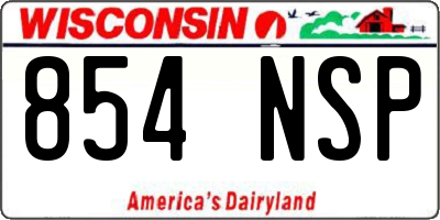 WI license plate 854NSP