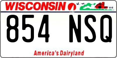 WI license plate 854NSQ