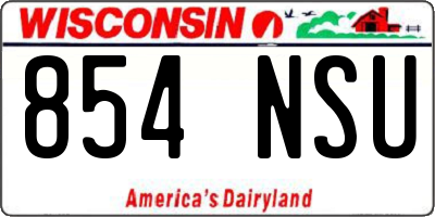 WI license plate 854NSU