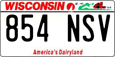 WI license plate 854NSV