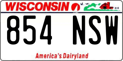 WI license plate 854NSW