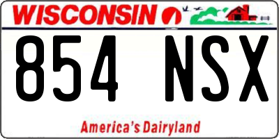 WI license plate 854NSX