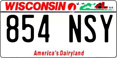 WI license plate 854NSY