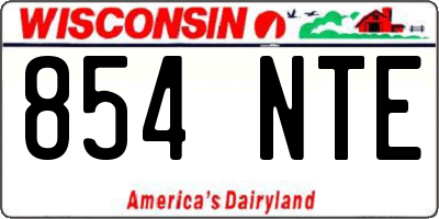 WI license plate 854NTE