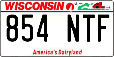WI license plate 854NTF