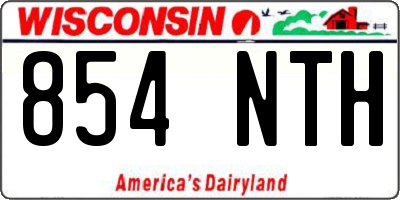 WI license plate 854NTH