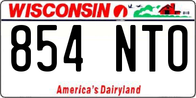 WI license plate 854NTO