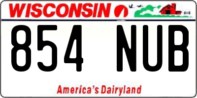 WI license plate 854NUB