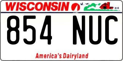 WI license plate 854NUC