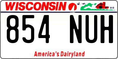 WI license plate 854NUH