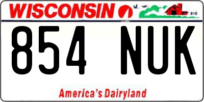 WI license plate 854NUK