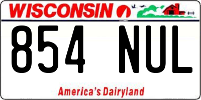 WI license plate 854NUL