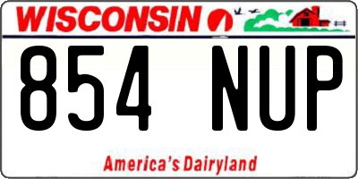 WI license plate 854NUP