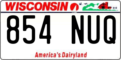 WI license plate 854NUQ