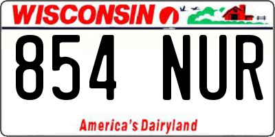 WI license plate 854NUR