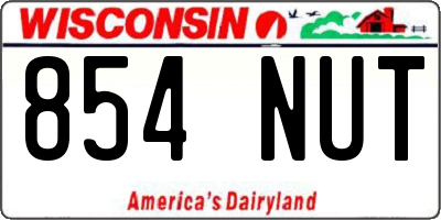 WI license plate 854NUT