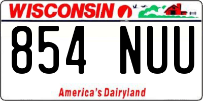 WI license plate 854NUU