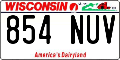 WI license plate 854NUV
