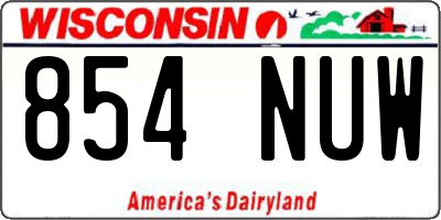 WI license plate 854NUW