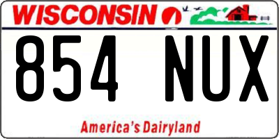 WI license plate 854NUX
