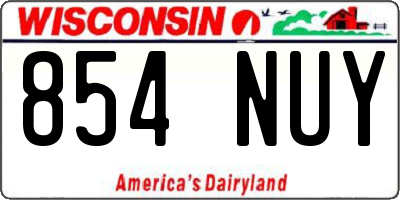 WI license plate 854NUY