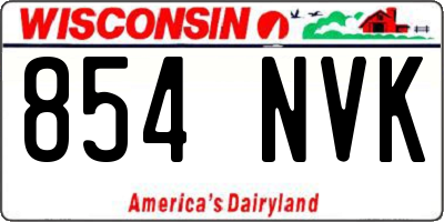 WI license plate 854NVK