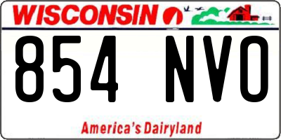 WI license plate 854NVO