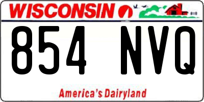 WI license plate 854NVQ