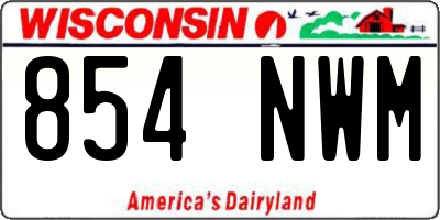 WI license plate 854NWM