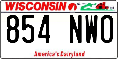 WI license plate 854NWO