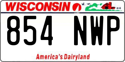 WI license plate 854NWP