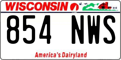 WI license plate 854NWS