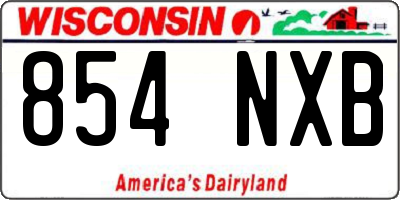 WI license plate 854NXB