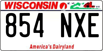 WI license plate 854NXE