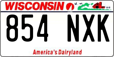 WI license plate 854NXK
