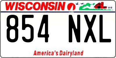 WI license plate 854NXL