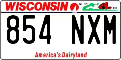 WI license plate 854NXM