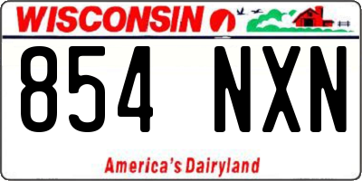 WI license plate 854NXN