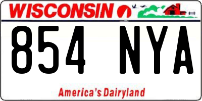 WI license plate 854NYA