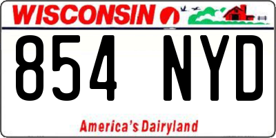 WI license plate 854NYD