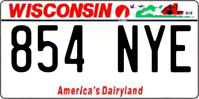WI license plate 854NYE