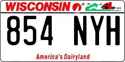 WI license plate 854NYH